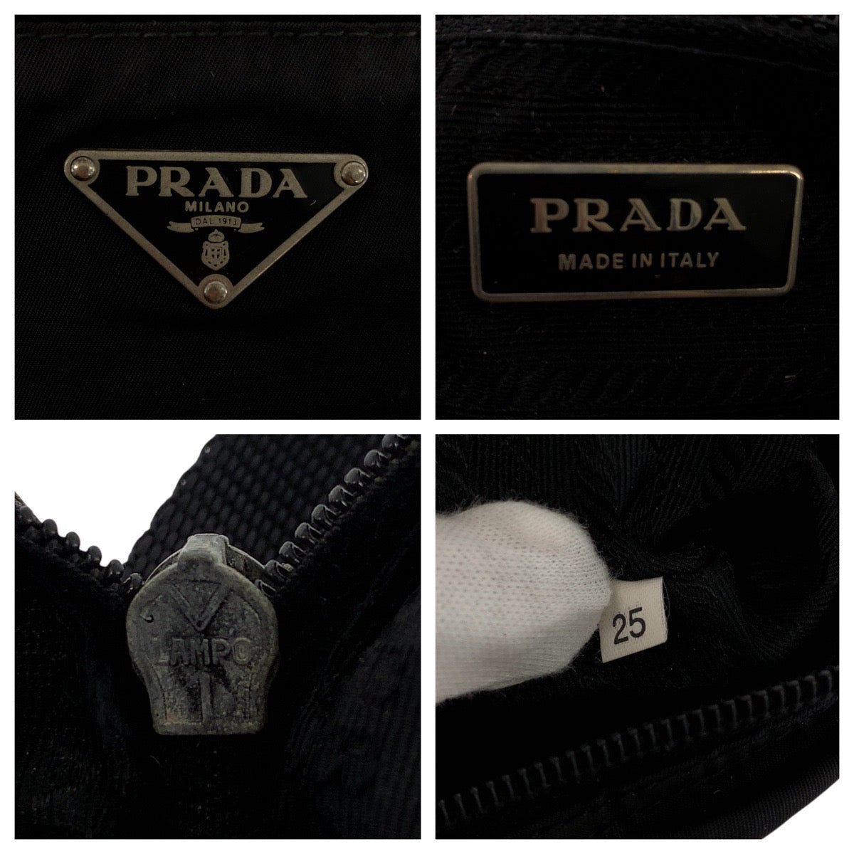 20174
PRADA プラダ テスート 三角ロゴプレート ブラック 黒 シルバー金具 ナイロン ショルダーバッグ ポシェット レディース AB35