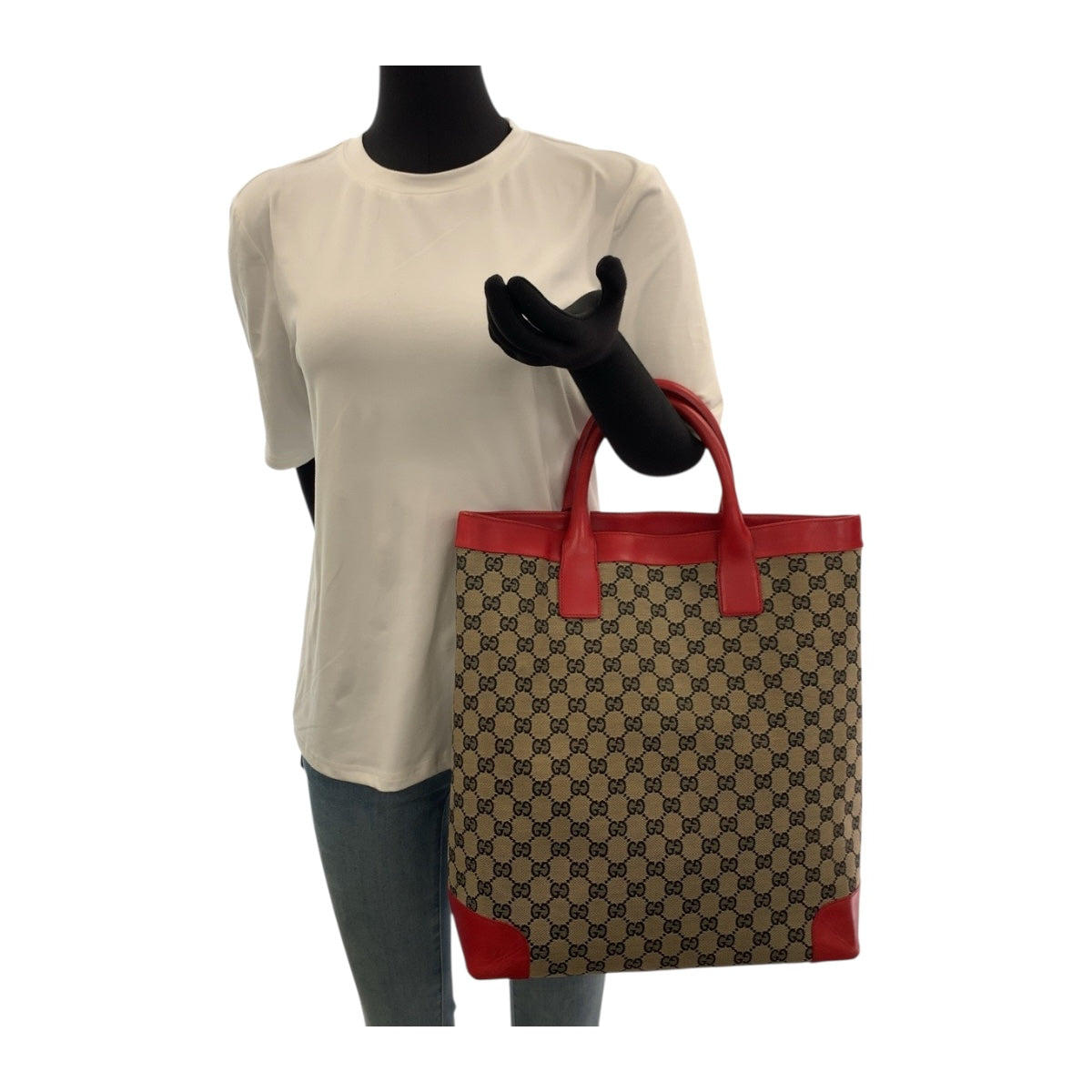 20177
GUCCI グッチ レッド ベージュ GGキャンバス 002 1121 トートバッグ ハンドバッグ レディース AB29