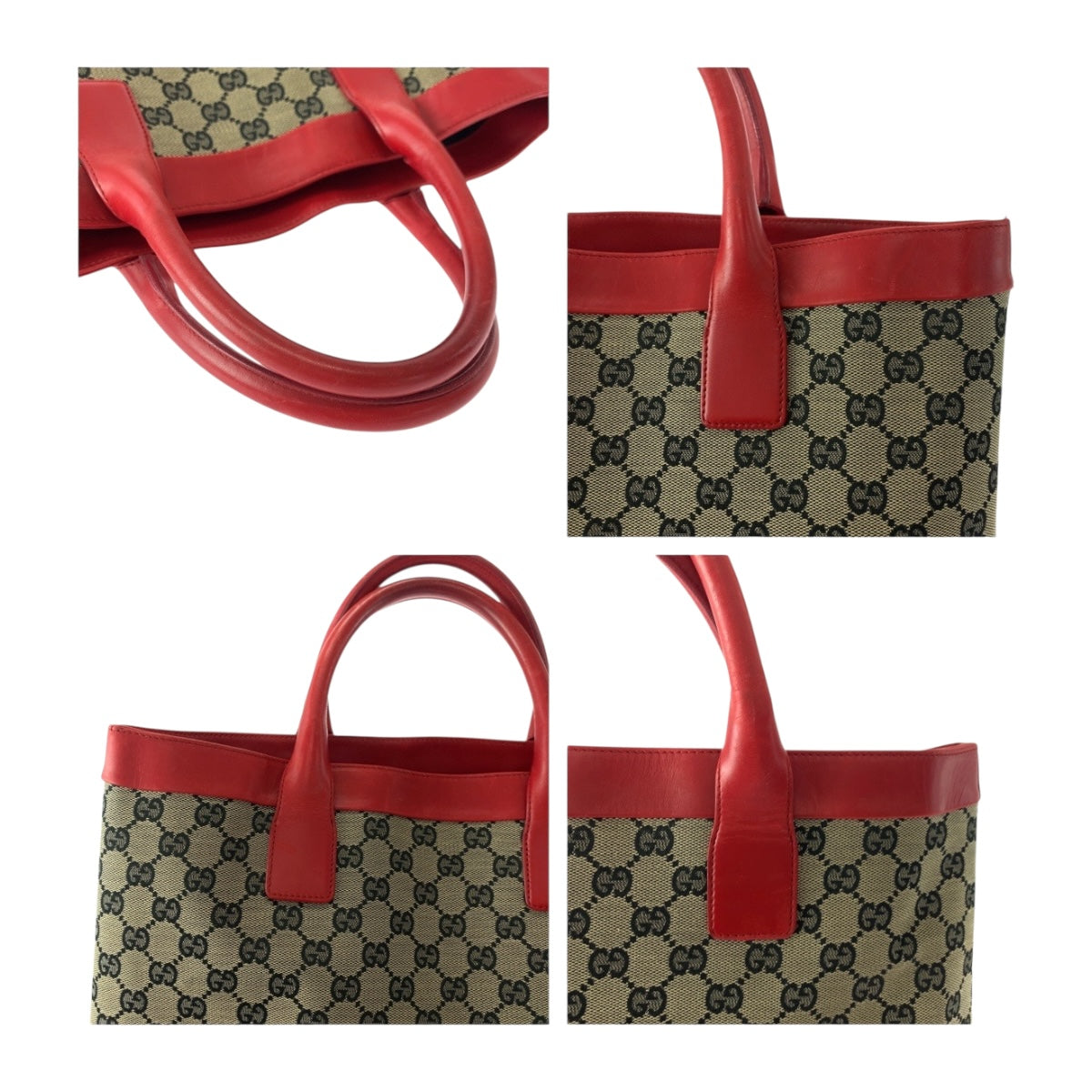 20177
GUCCI グッチ レッド ベージュ GGキャンバス 002 1121 トートバッグ ハンドバッグ レディース AB29