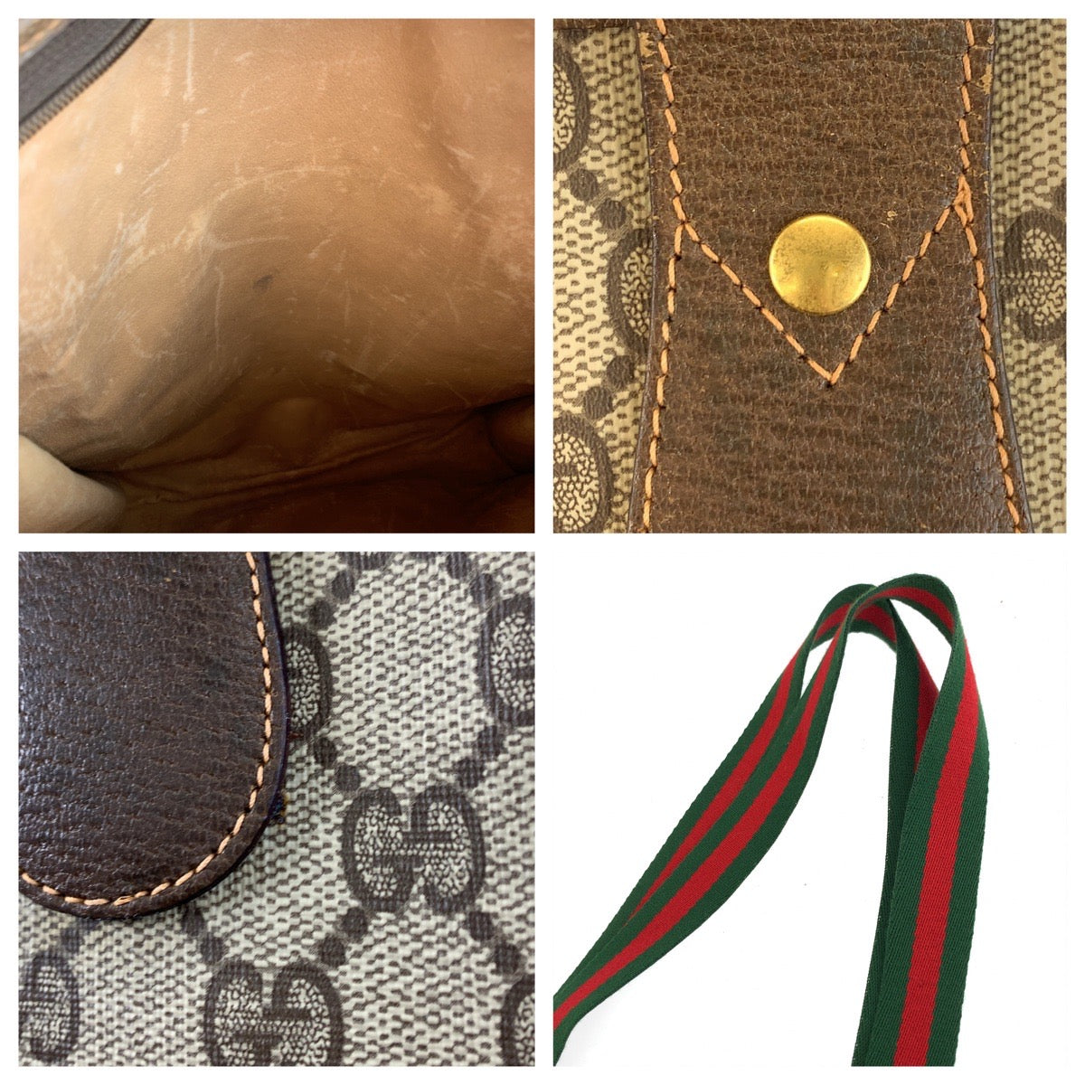 20178
GUCCI グッチ ヴィンテージ シェリーライン オールドグッチ ベージュ ブラウン ゴールド金具 GGスプリームキャンバス / レザー 89 02 092 トートバッグ ショルダーバッグ メンズ AB19