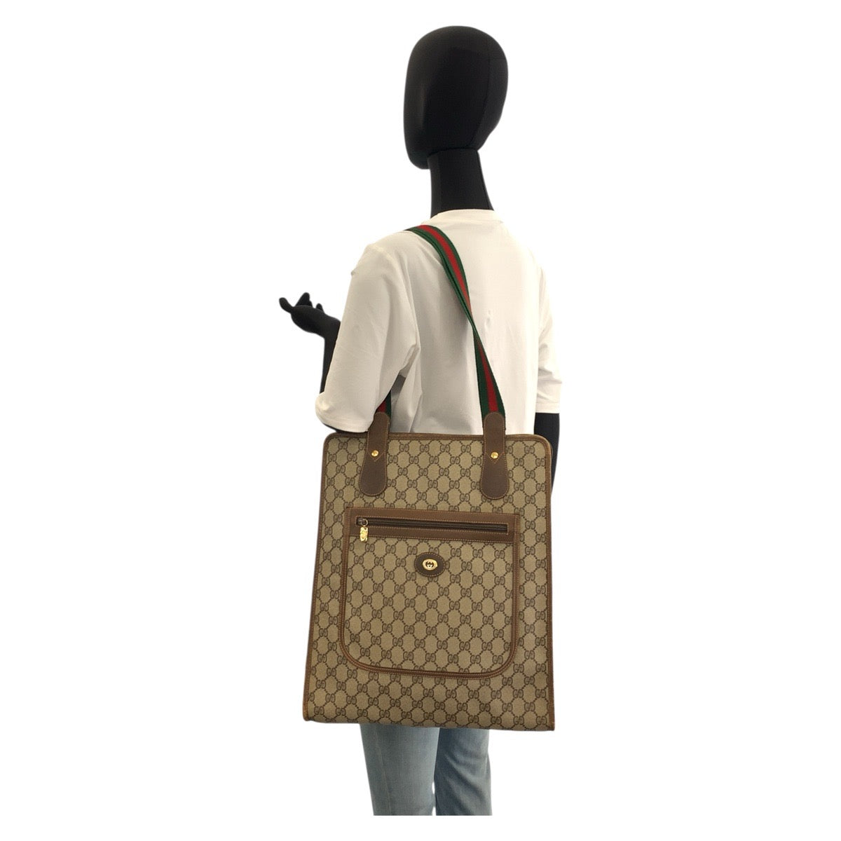 20178
GUCCI グッチ ヴィンテージ シェリーライン オールドグッチ ベージュ ブラウン ゴールド金具 GGスプリームキャンバス / レザー 89 02 092 トートバッグ ショルダーバッグ メンズ AB19