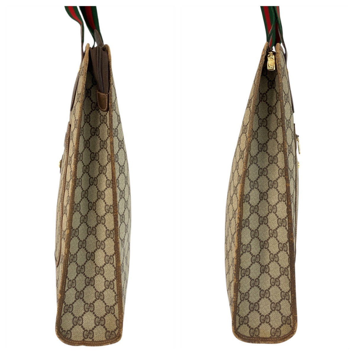 20178
GUCCI グッチ ヴィンテージ シェリーライン オールドグッチ ベージュ ブラウン ゴールド金具 GGスプリームキャンバス / レザー 89 02 092 トートバッグ ショルダーバッグ メンズ AB19