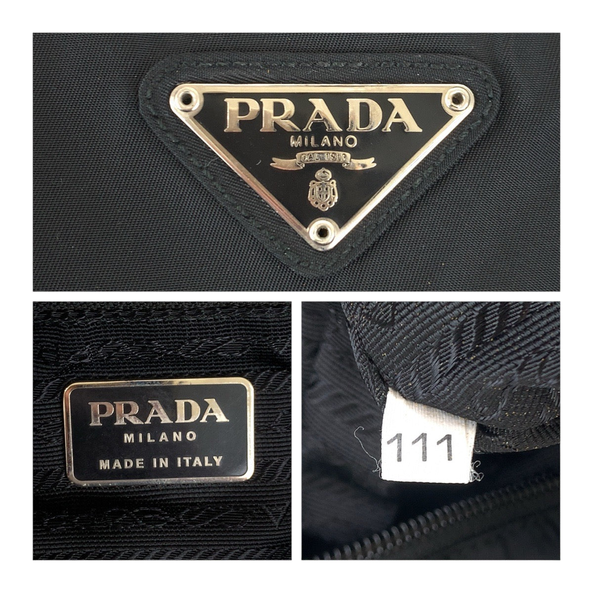 20179
PRADA プラダ テスート 三角ロゴプレート ブラック 黒 シルバー金具 ナイロン トートバッグ ショルダーバッグ レディース ABP36