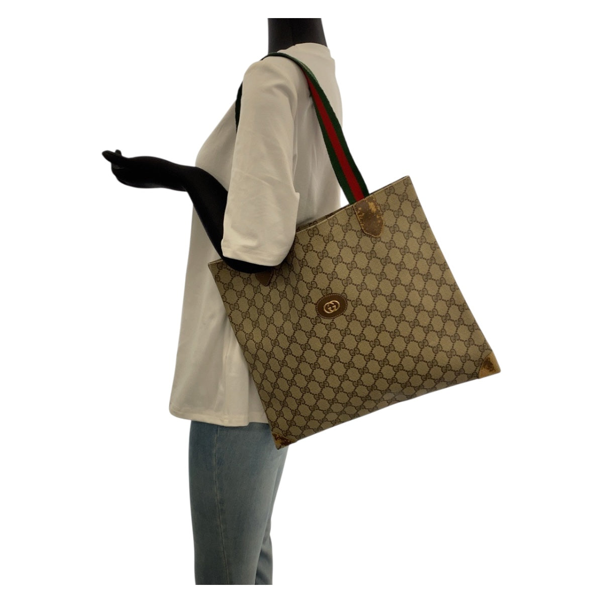 20182
GUCCI グッチ ヴィンテージ オールドグッチ シェリーライン ベージュ グリーン レッド GGスプリームキャンバス 002 63 0048 トートバッグ ショルダーバッグ レディース AB15