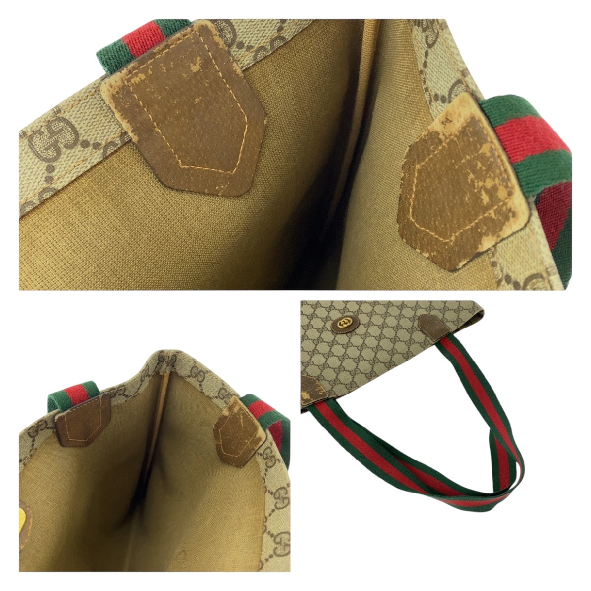 20182
GUCCI グッチ ヴィンテージ オールドグッチ シェリーライン ベージュ グリーン レッド GGスプリームキャンバス 002 63 0048 トートバッグ ショルダーバッグ レディース AB15