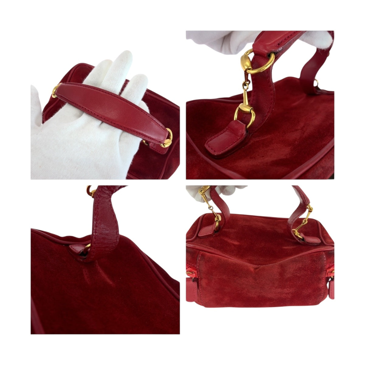 20183
GUCCI グッチ ホースビット レッド ゴールド金具 スウェード 032 1705 0141 ハンドバッグ バニティバッグ レディース AB18