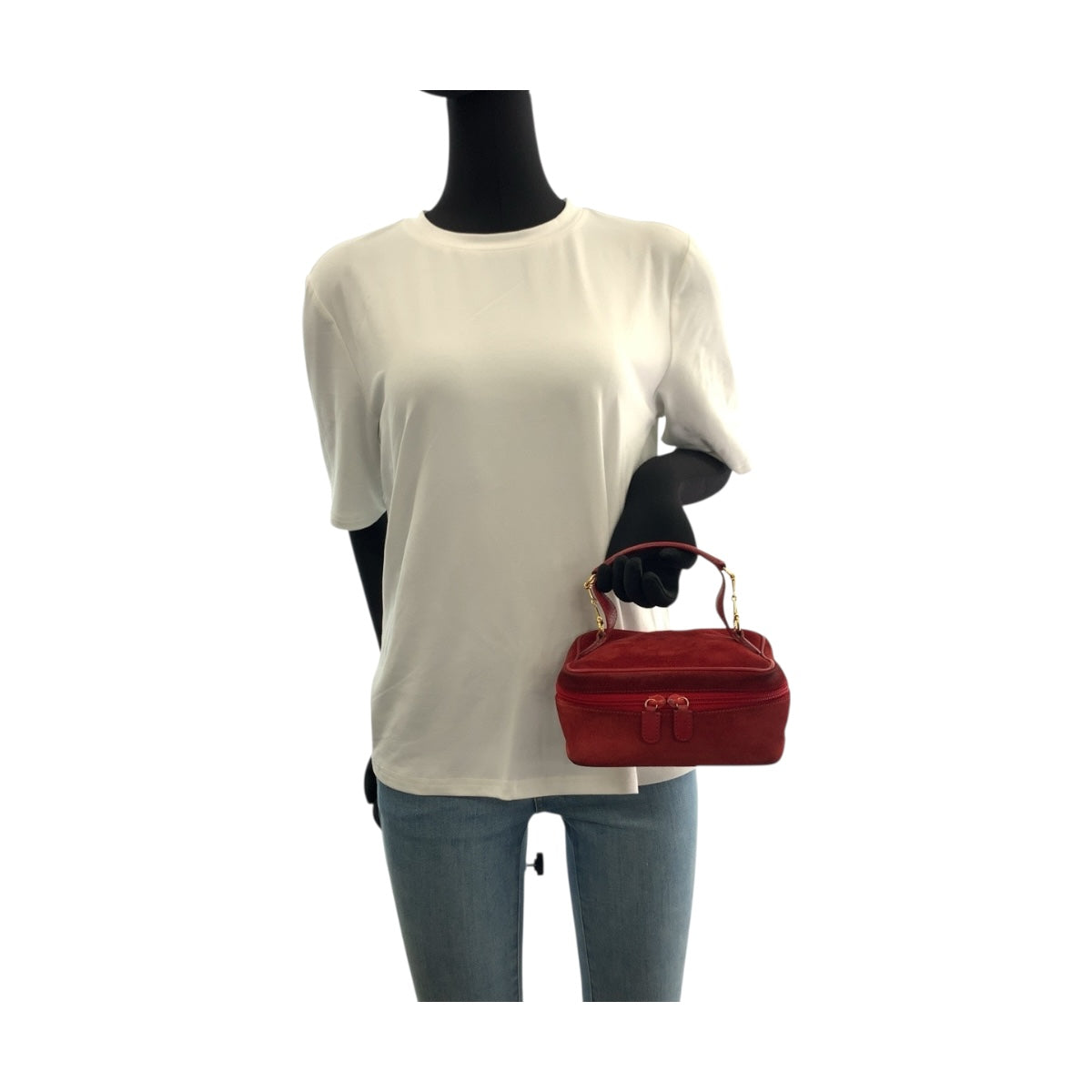 20183
GUCCI グッチ ホースビット レッド ゴールド金具 スウェード 032 1705 0141 ハンドバッグ バニティバッグ レディース AB18