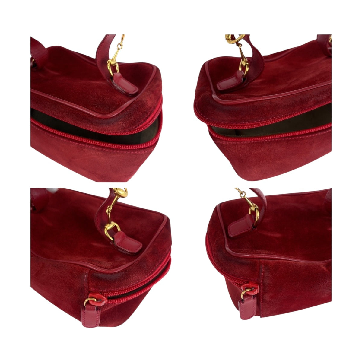 20183
GUCCI グッチ ホースビット レッド ゴールド金具 スウェード 032 1705 0141 ハンドバッグ バニティバッグ レディース AB18