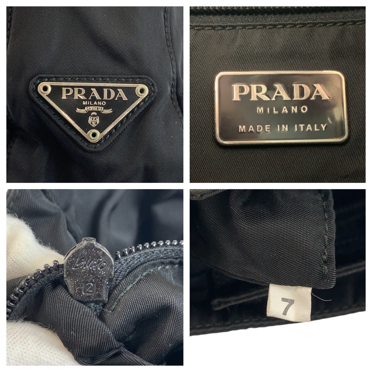 20187
PRADA Tessuto Triangle Logo Plate Black Nylon / Plastic Handbag Ladies ABP29