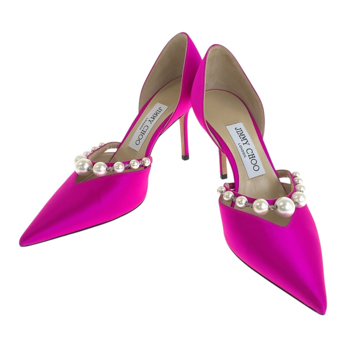 20188
JIMMY CHOO ジミーチュウ パール サイズ35 1/2 ピンク ホワイト サテン パンプス ハイヒール レディース ABP9