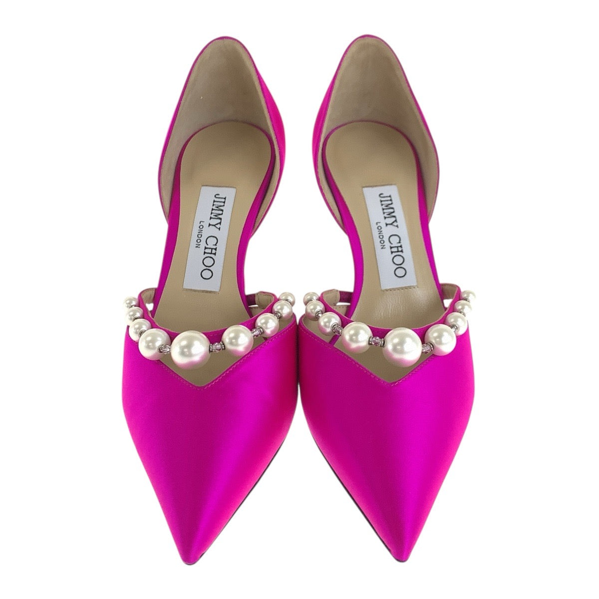 20188
JIMMY CHOO ジミーチュウ パール サイズ35 1/2 ピンク ホワイト サテン パンプス ハイヒール レディース ABP9
