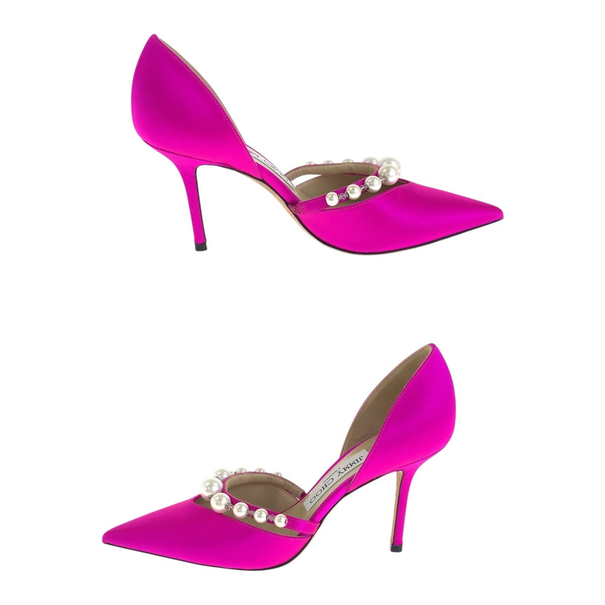 20188
JIMMY CHOO ジミーチュウ パール サイズ35 1/2 ピンク ホワイト サテン パンプス ハイヒール レディース ABP9