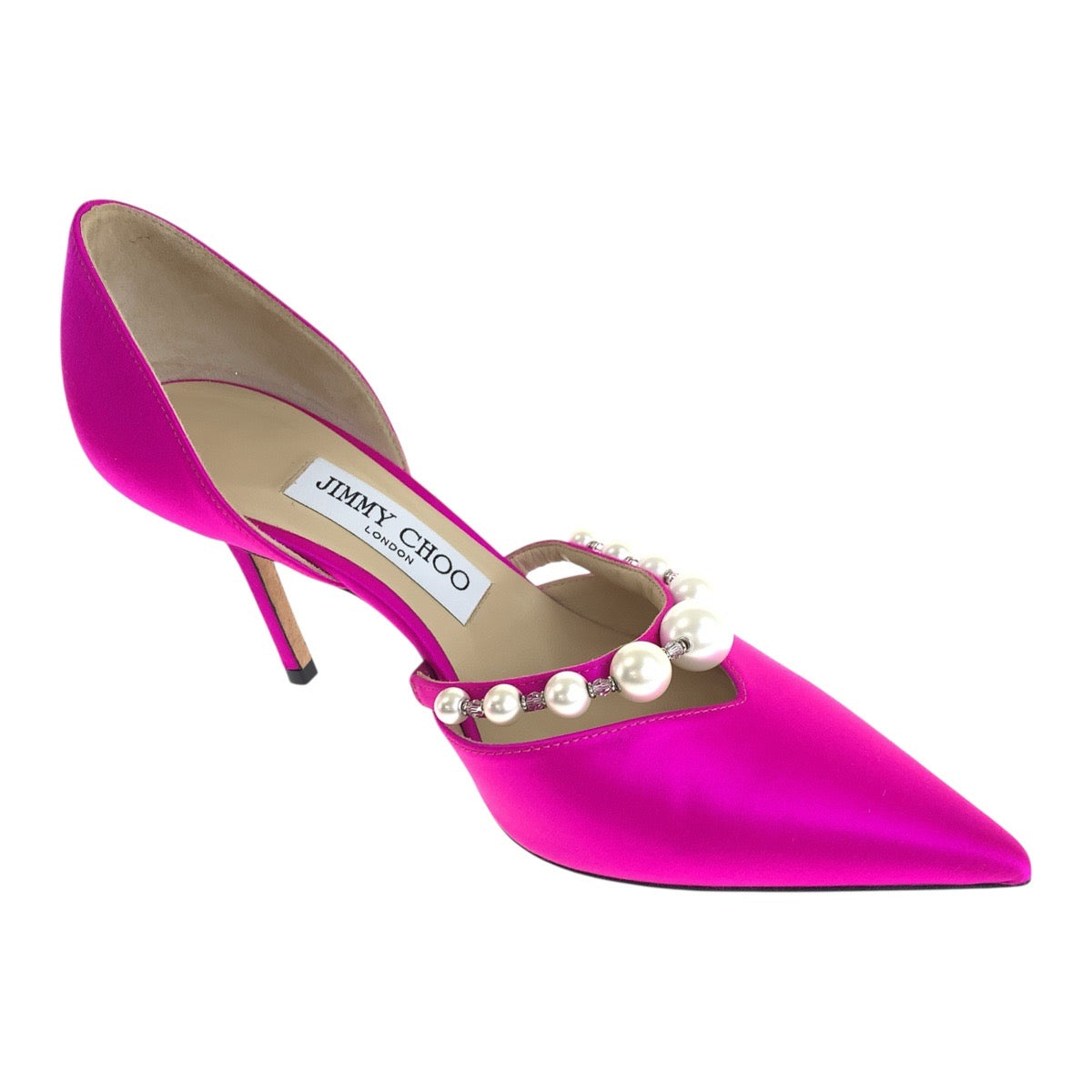20188
JIMMY CHOO ジミーチュウ パール サイズ35 1/2 ピンク ホワイト サテン パンプス ハイヒール レディース ABP9