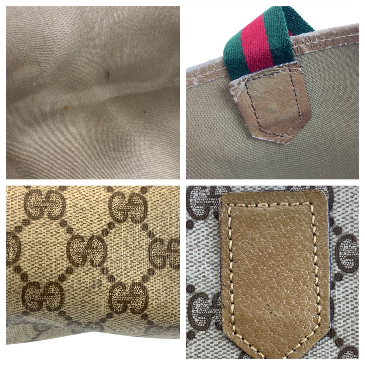 20189
GUCCI グッチ ヴィンテージ シェリーライン ベージュ GGスプリームキャンバス / レザー トートバッグ ショルダーバッグ レディース AB16