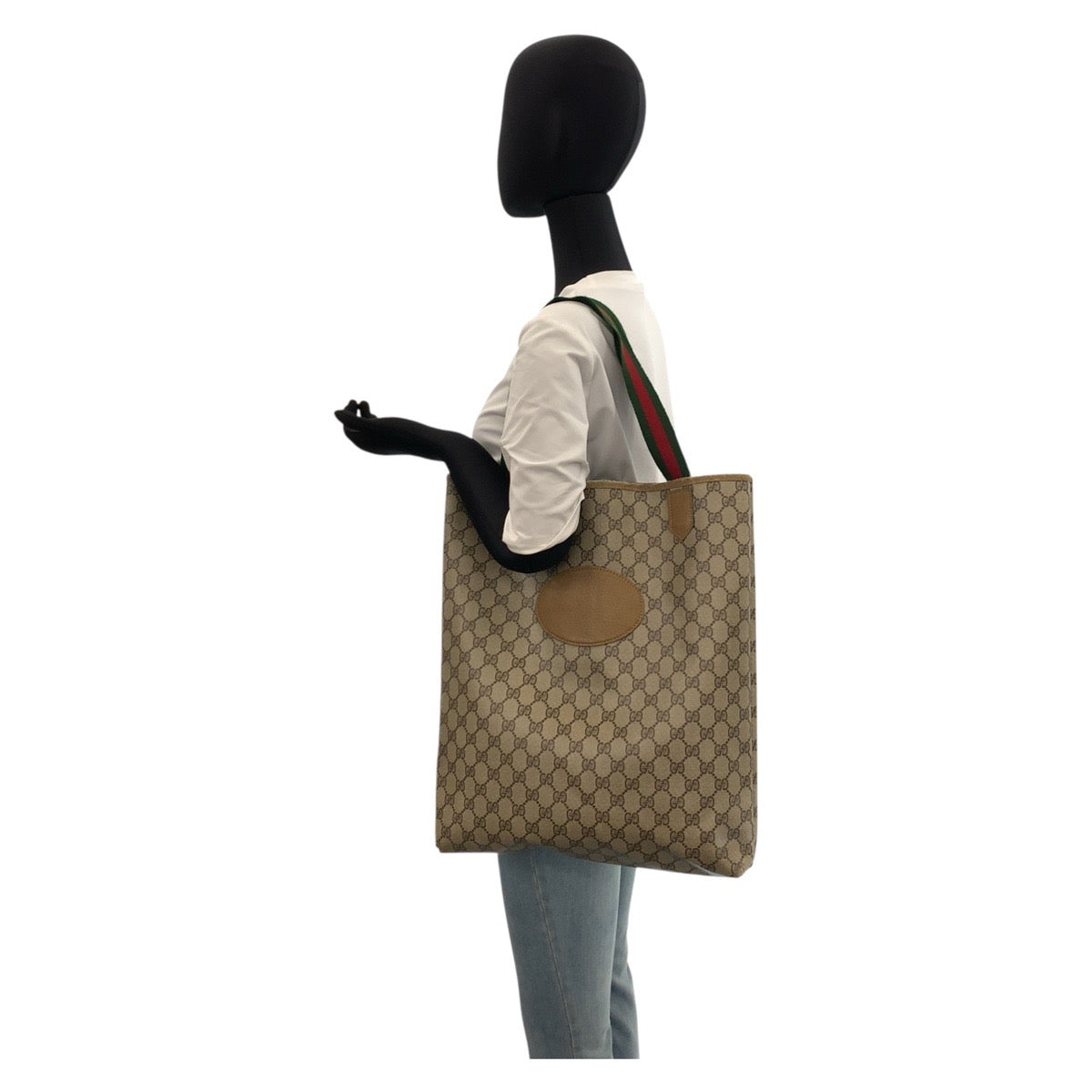 20189
GUCCI グッチ ヴィンテージ シェリーライン ベージュ GGスプリームキャンバス / レザー トートバッグ ショルダーバッグ レディース AB16