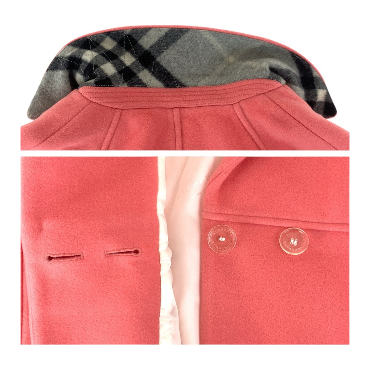 20192
BURBERRY バーバリー 12Y/152cm ピンク ウール オーバーコート ダブルブレスト キッズ ABP16