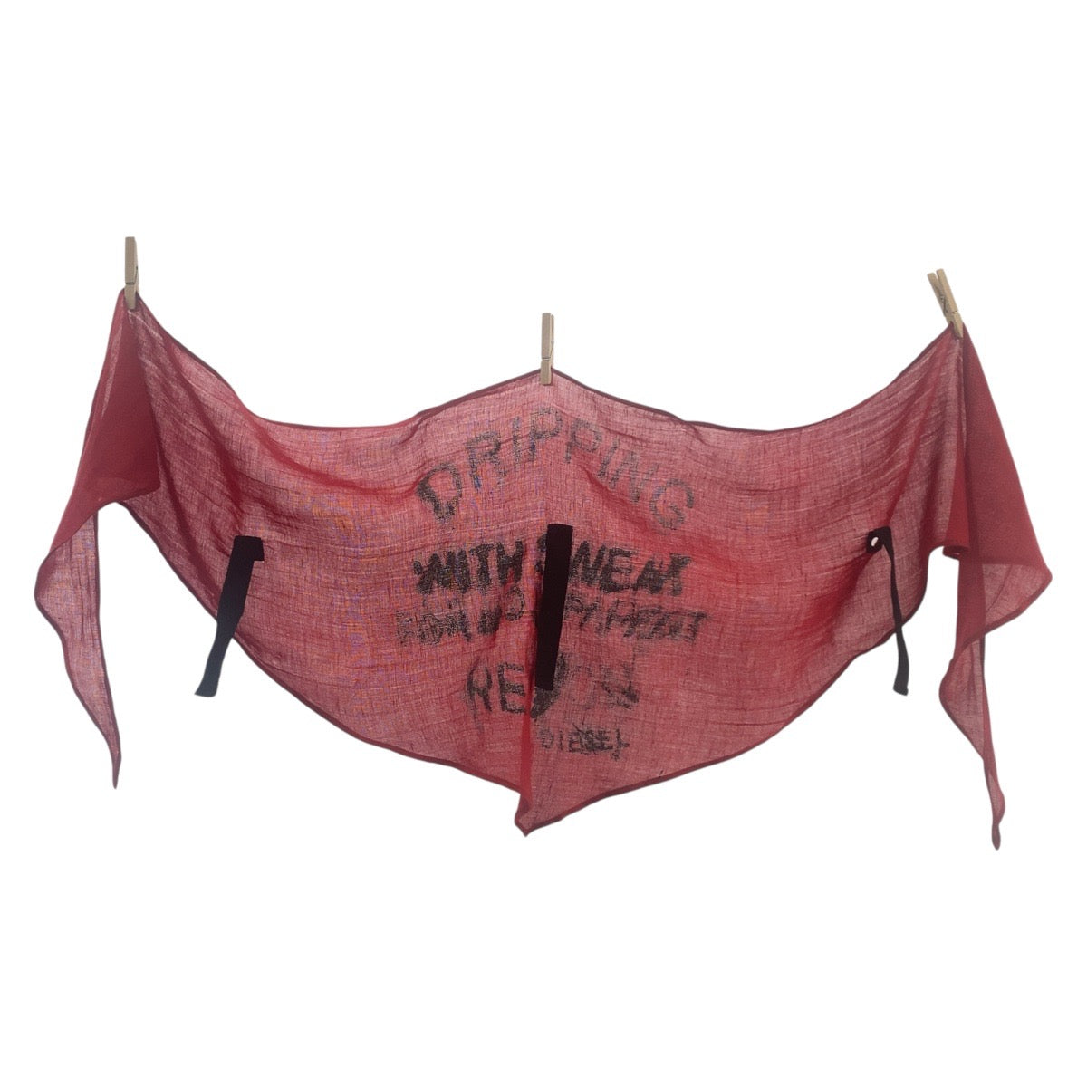 20199
DIESEL ディーゼル レッド ブラック リネン / レーヨン スカーフ ストール ショール マスク メンズ ABP5