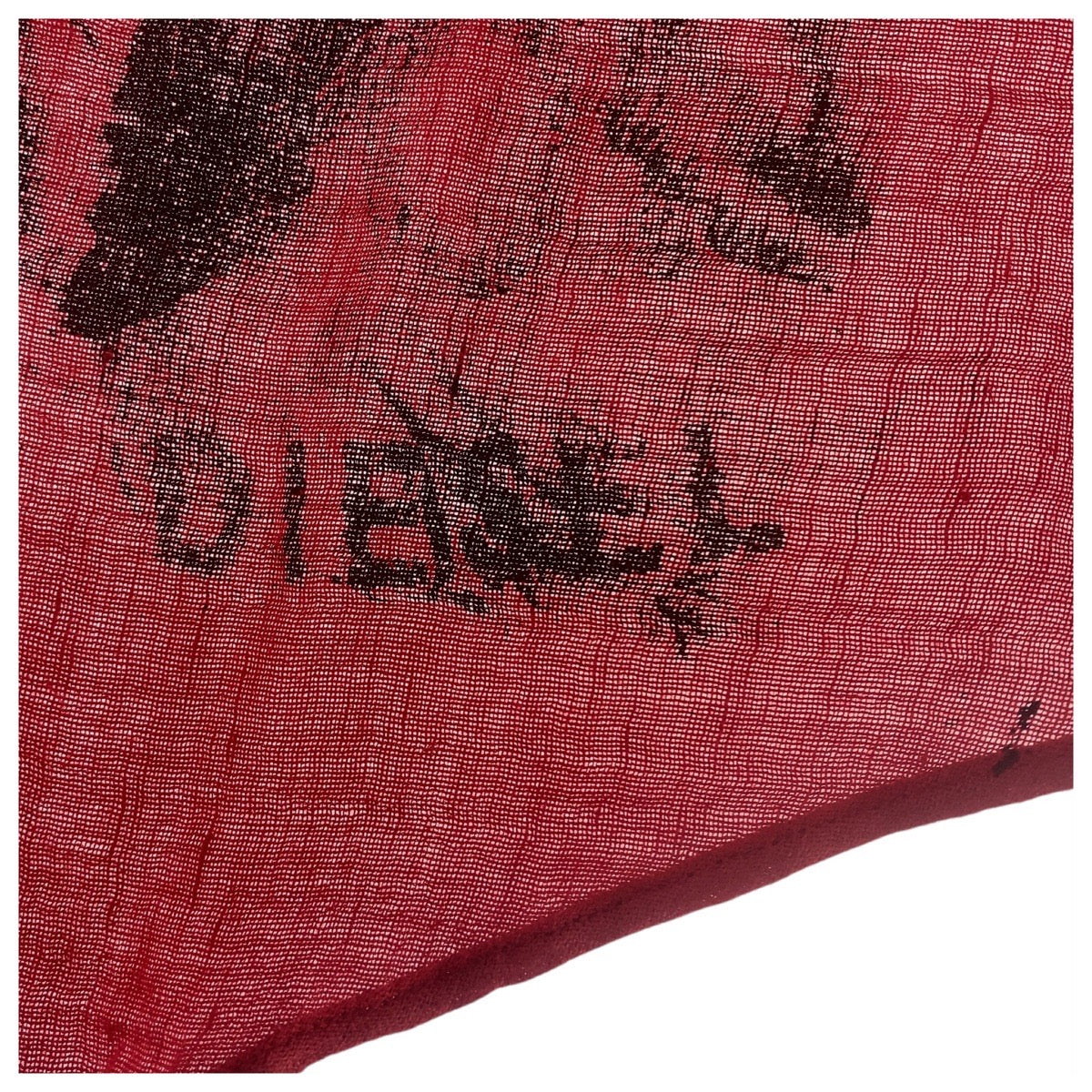 20199
DIESEL ディーゼル レッド ブラック リネン / レーヨン スカーフ ストール ショール マスク メンズ ABP5