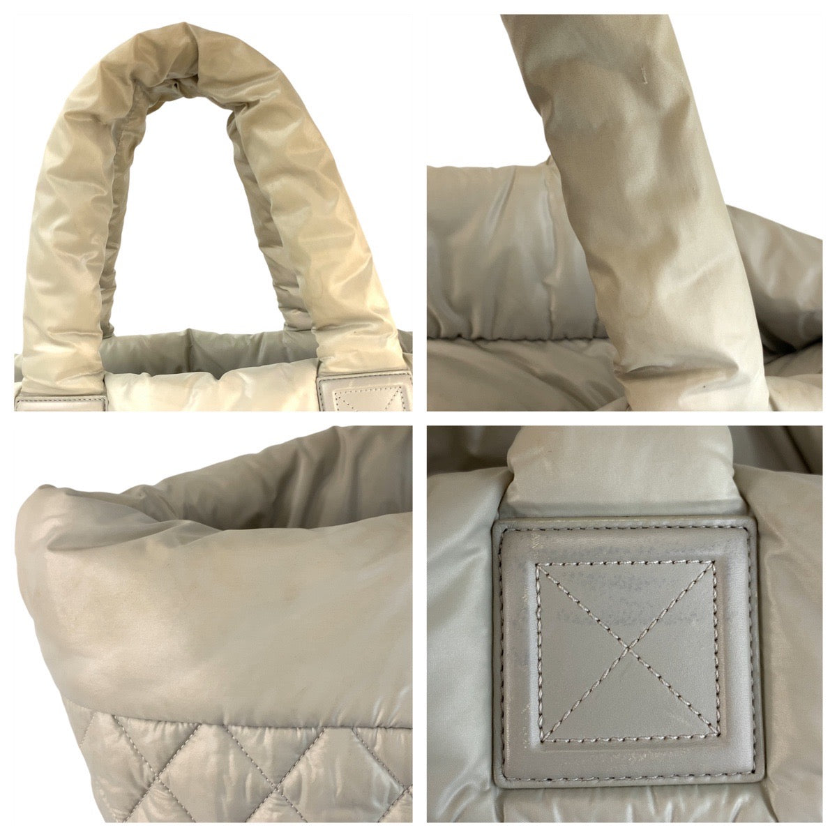 20210
CHANEL シャネル ココクーン グレー シルバー金具 ナイロン トートバッグ ショルダーバッグ レディース AB70