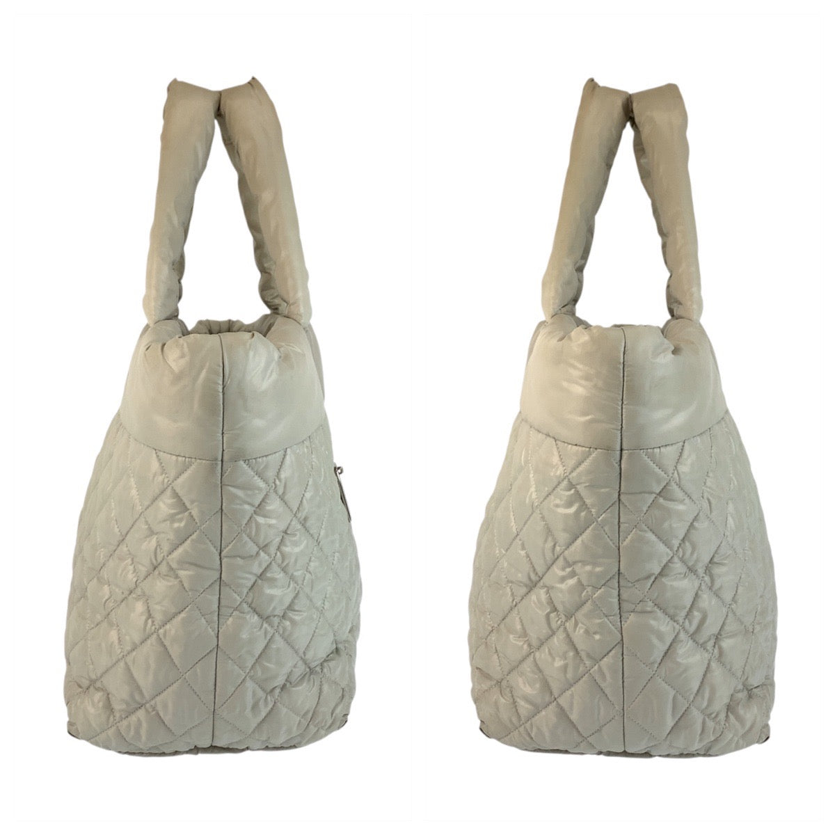 20210
CHANEL シャネル ココクーン グレー シルバー金具 ナイロン トートバッグ ショルダーバッグ レディース AB70