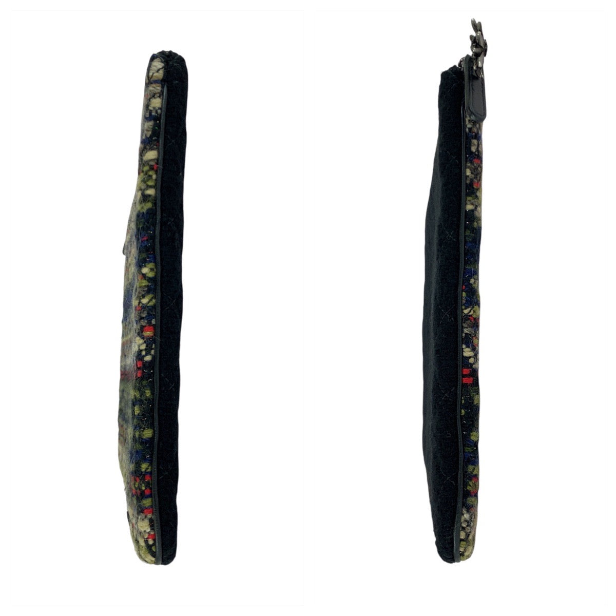 20212
CHANEL シャネル ココマーク マルチカラー 黒 シルバー金具 ツイード クラッチバッグ セカンドバッグ レディース A65