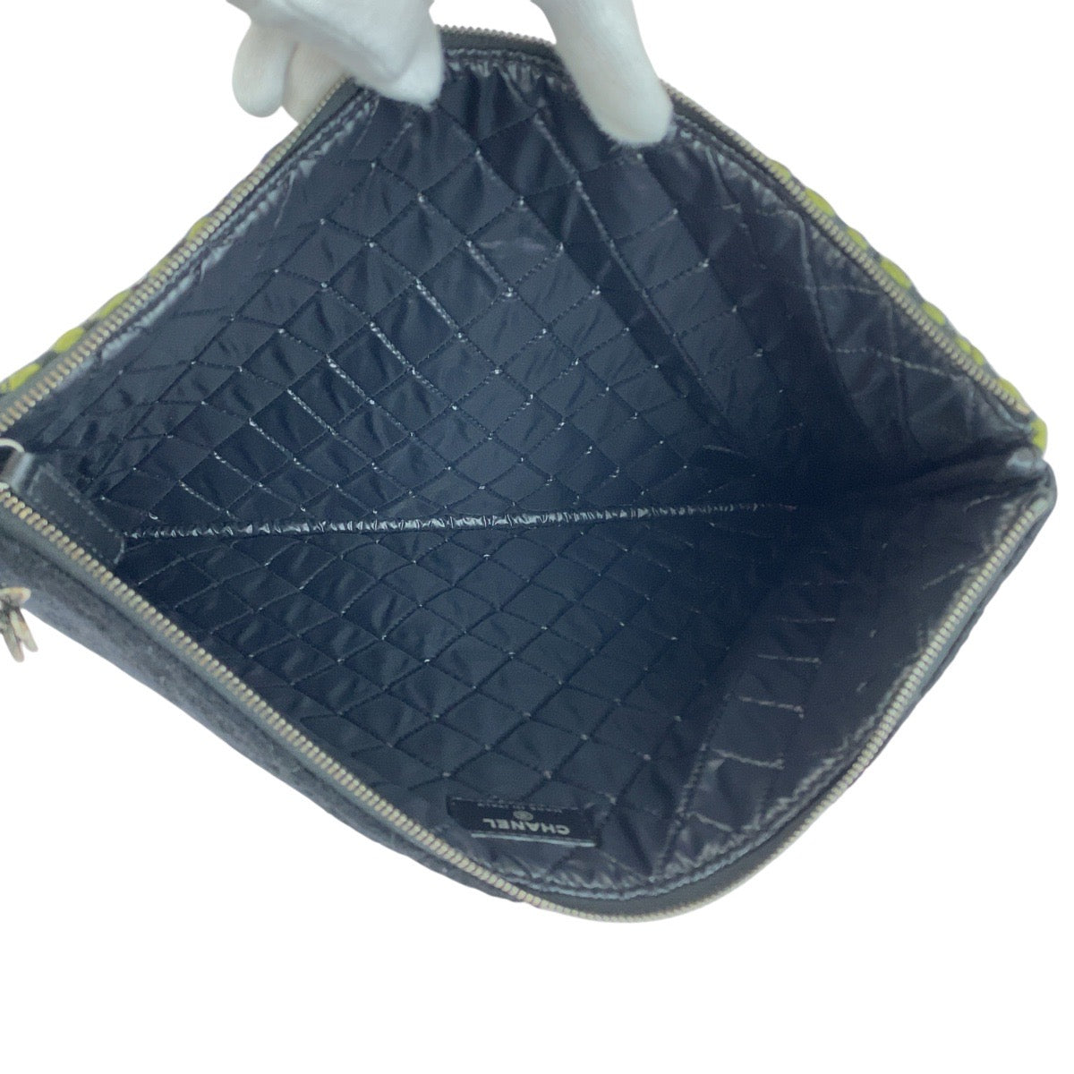 20212
CHANEL シャネル ココマーク マルチカラー 黒 シルバー金具 ツイード クラッチバッグ セカンドバッグ レディース A65