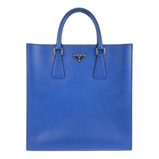 20213
PRADA プラダ サフィアーノ 三角ロゴプレート ブルー シルバー金具 レザー トートバッグ ハンドバッグ 男女兼用 メンズ ABP70