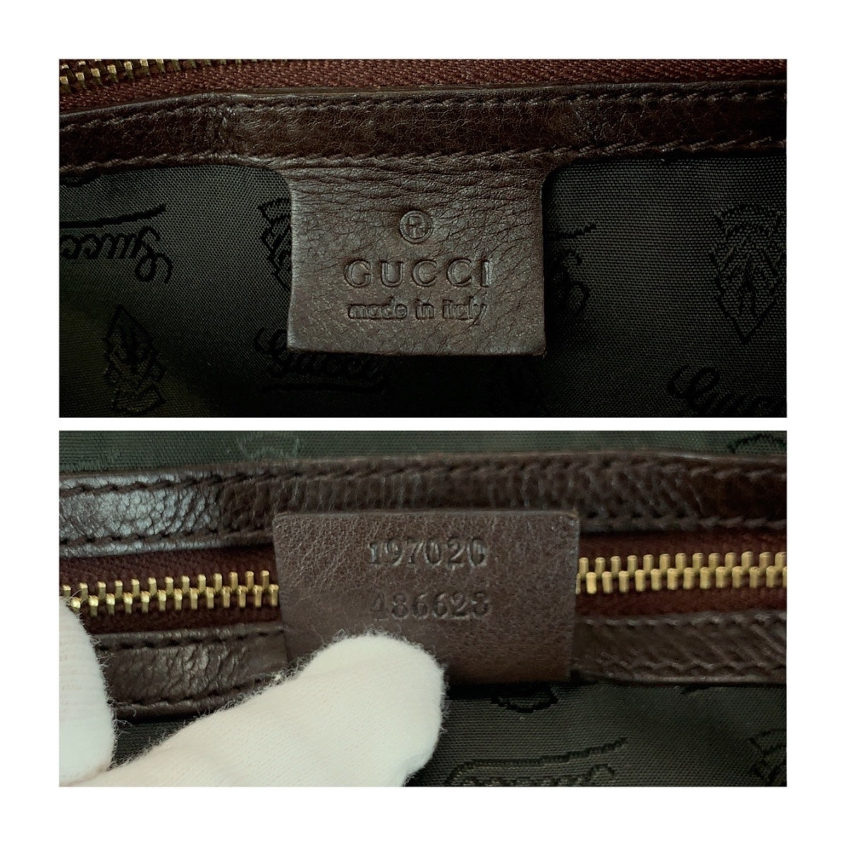 20215
GUCCI グッチ ヒステリア アニマル柄 ブラウン ゴールド金具 エナメル 197020 ハンドバッグ レディース ABP36