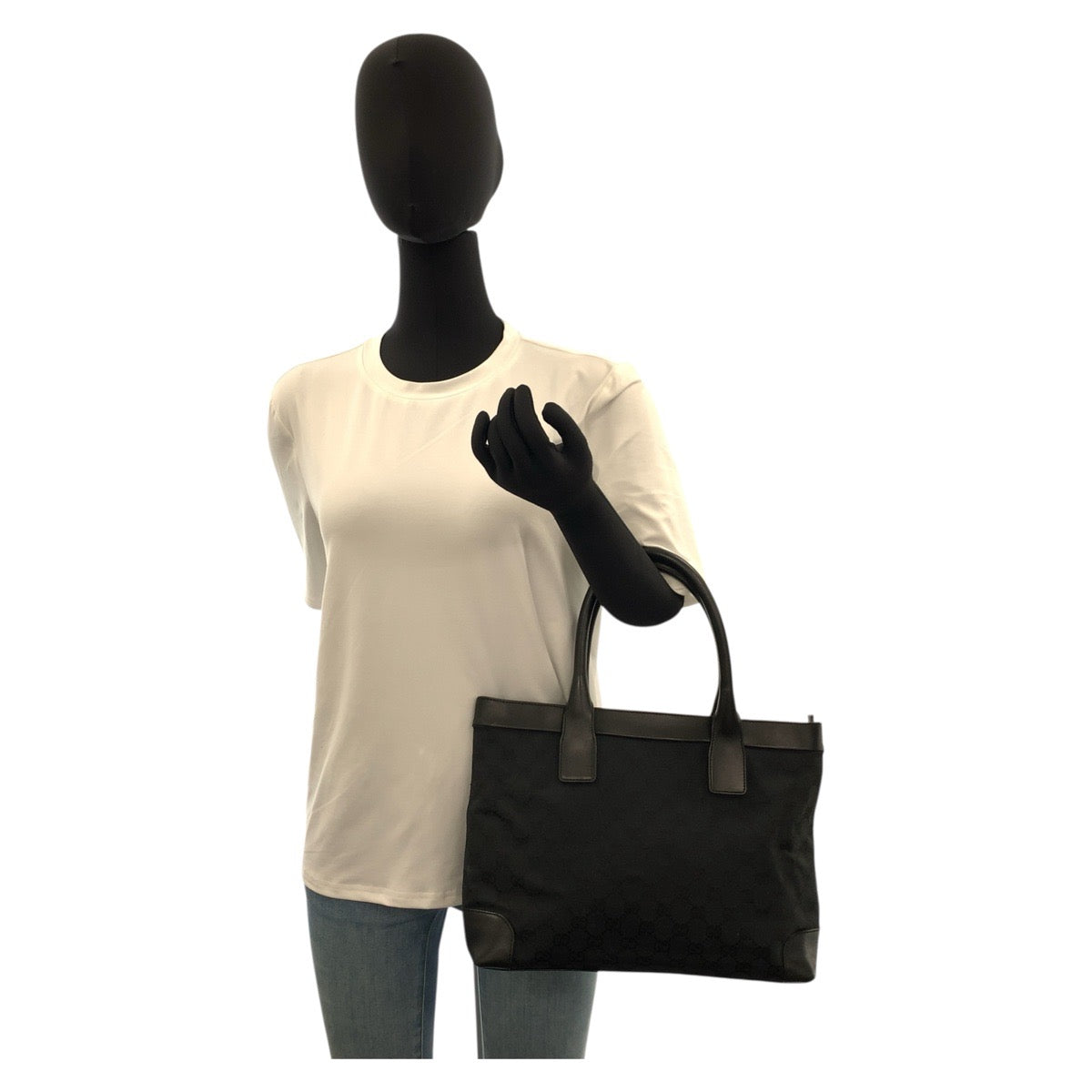 20220
GUCCI グッチ ブラック 黒 GGキャンバス / レザー 002 1119 トートバッグ ハンドバッグ レディース ABP32