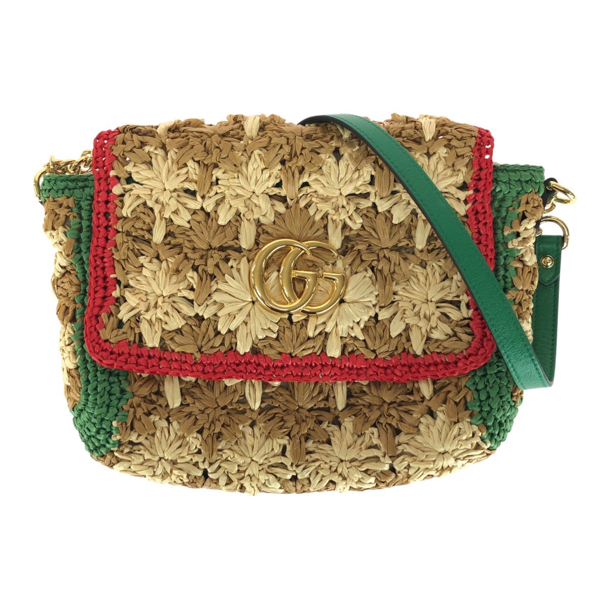 20222
GUCCI グッチ GGマーモント ベージュ ゴールド 金具 ラフィア 574433 チェーンショルダーバッグ ポシェット レディース A95