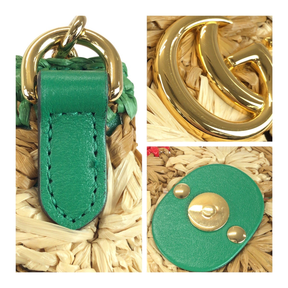 20222
GUCCI グッチ GGマーモント ベージュ ゴールド 金具 ラフィア 574433 チェーンショルダーバッグ ポシェット レディース A95