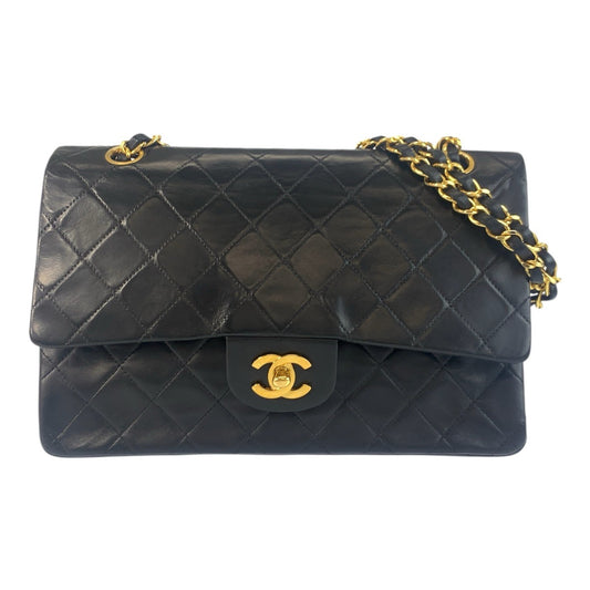 20224
CHANEL シャネル マトラッセ ダブルフラップ ココマーク ターンロック ブラック 黒 ゴールド金具 レザー チェーンショルダーバッグ レディース AB300