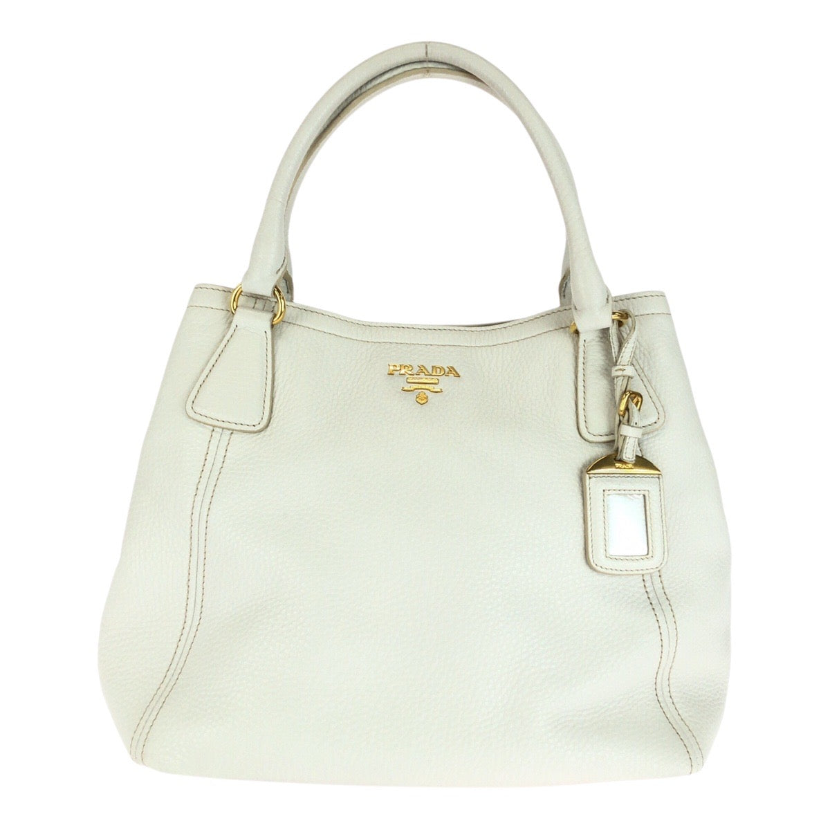 20225
PRADA プラダ ヴィッテロダイノ ホワイト ゴールド 金具 レザー BN2534 トートバッグ ハンドバッグ レディース AB59