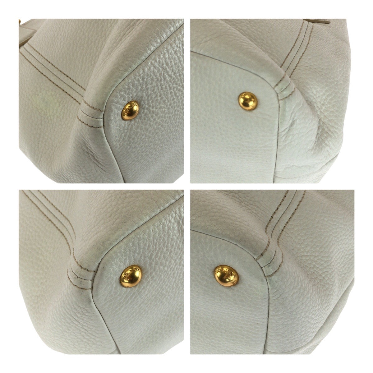 20225
PRADA プラダ ヴィッテロダイノ ホワイト ゴールド 金具 レザー BN2534 トートバッグ ハンドバッグ レディース AB59