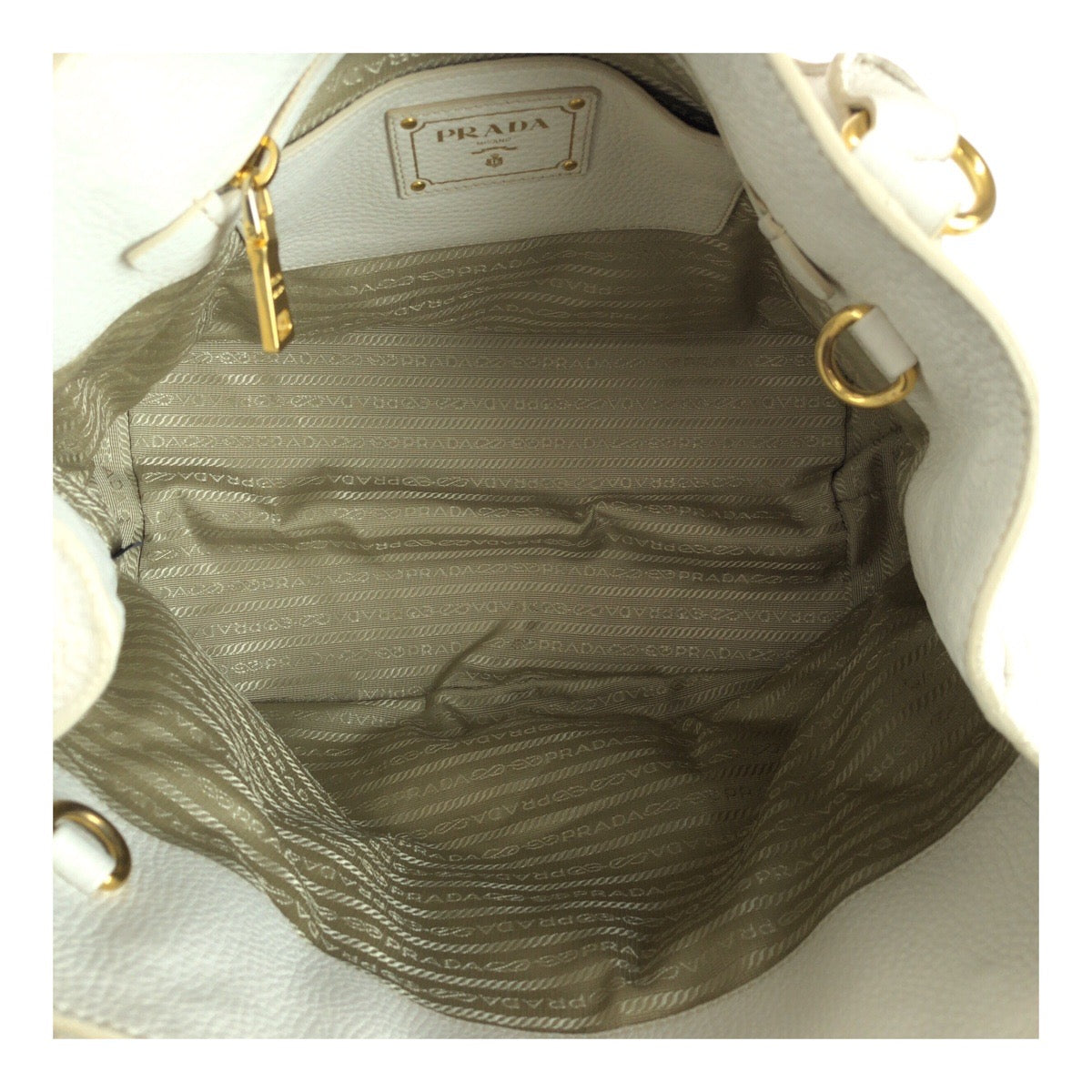 20225
PRADA プラダ ヴィッテロダイノ ホワイト ゴールド 金具 レザー BN2534 トートバッグ ハンドバッグ レディース AB59