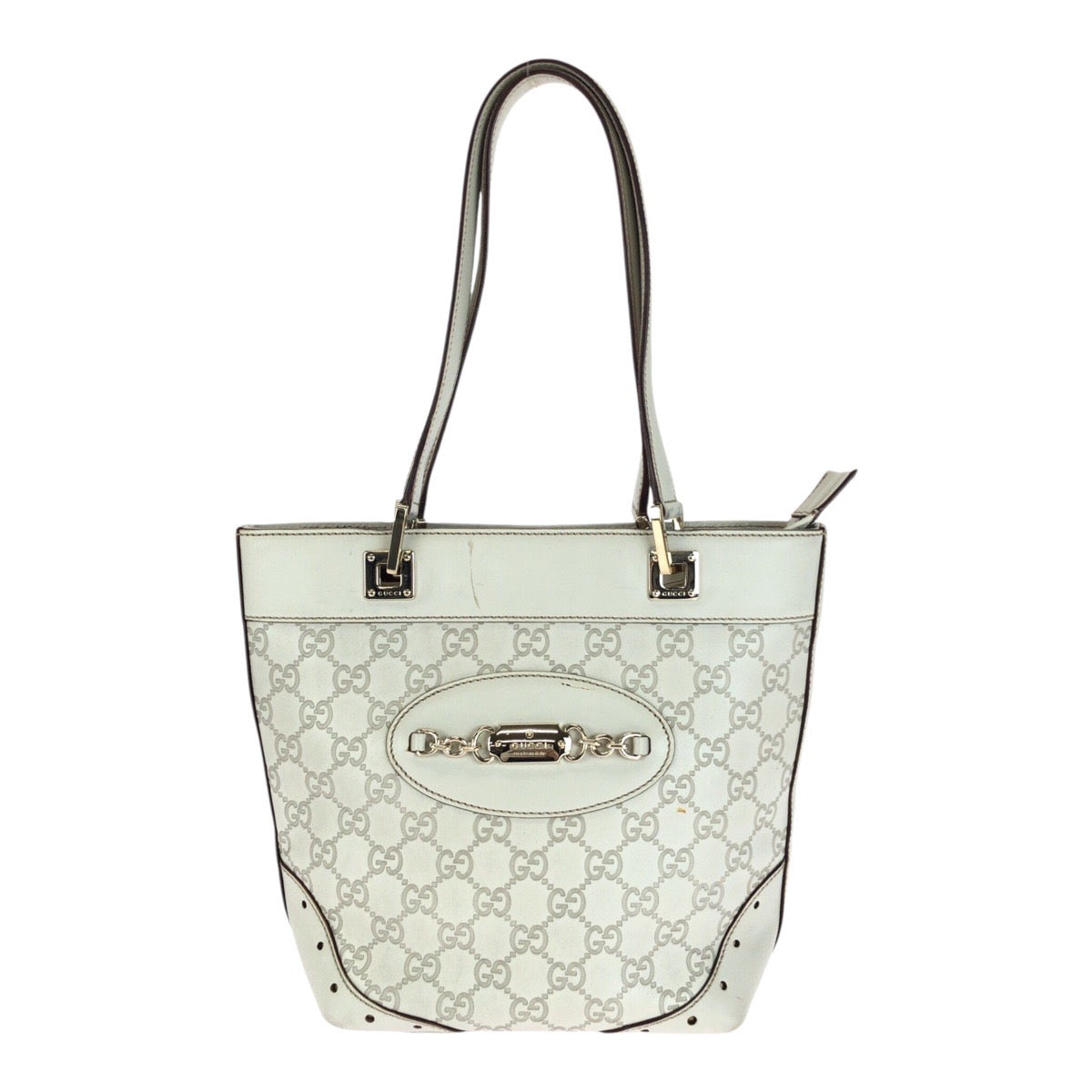 20227
GUCCI グッチ グッチシマ ホワイト ゴールド 金具 レザー 145994 トートバッグ ショルダーバック レディース AB30