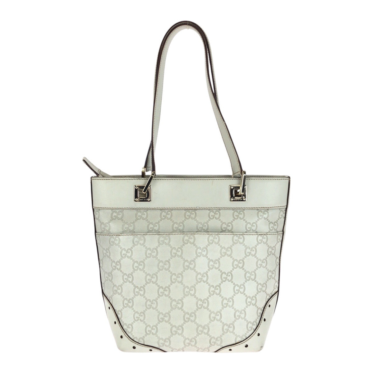20227
GUCCI グッチ グッチシマ ホワイト ゴールド 金具 レザー 145994 トートバッグ ショルダーバック レディース AB30