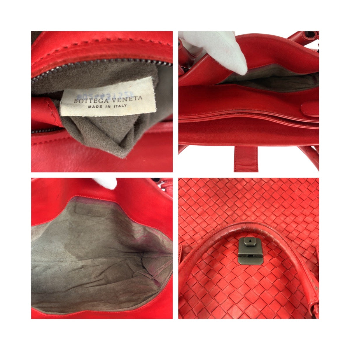 20228
BOTTEGAVENETA ボッテガヴェネタ イントレチャート ローマ レッド シルバー金具 レザー ハンドバッグ トートバッグ レディース ABP70