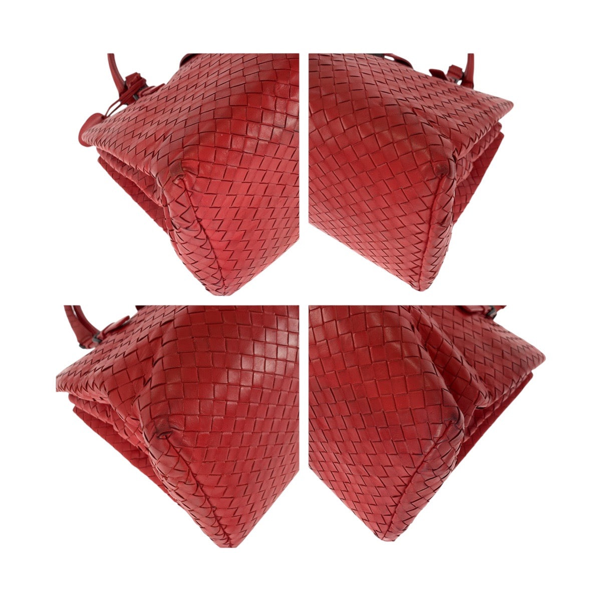 20228
BOTTEGAVENETA ボッテガヴェネタ イントレチャート ローマ レッド シルバー金具 レザー ハンドバッグ トートバッグ レディース ABP70