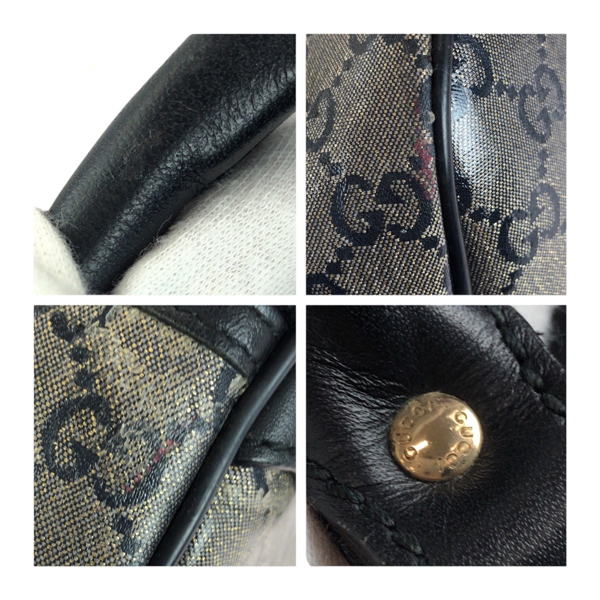 20231
GUCCI グッチ GGクリスタル グレー ブラック ゴールド 金具 PVC 193603 ハンドバッグ ボストンバッグ レディース AB32