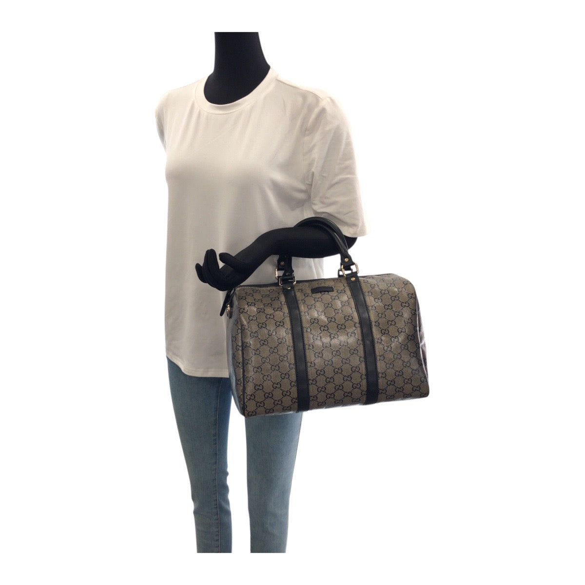 20231
GUCCI グッチ GGクリスタル グレー ブラック ゴールド 金具 PVC 193603 ハンドバッグ ボストンバッグ レディース AB32