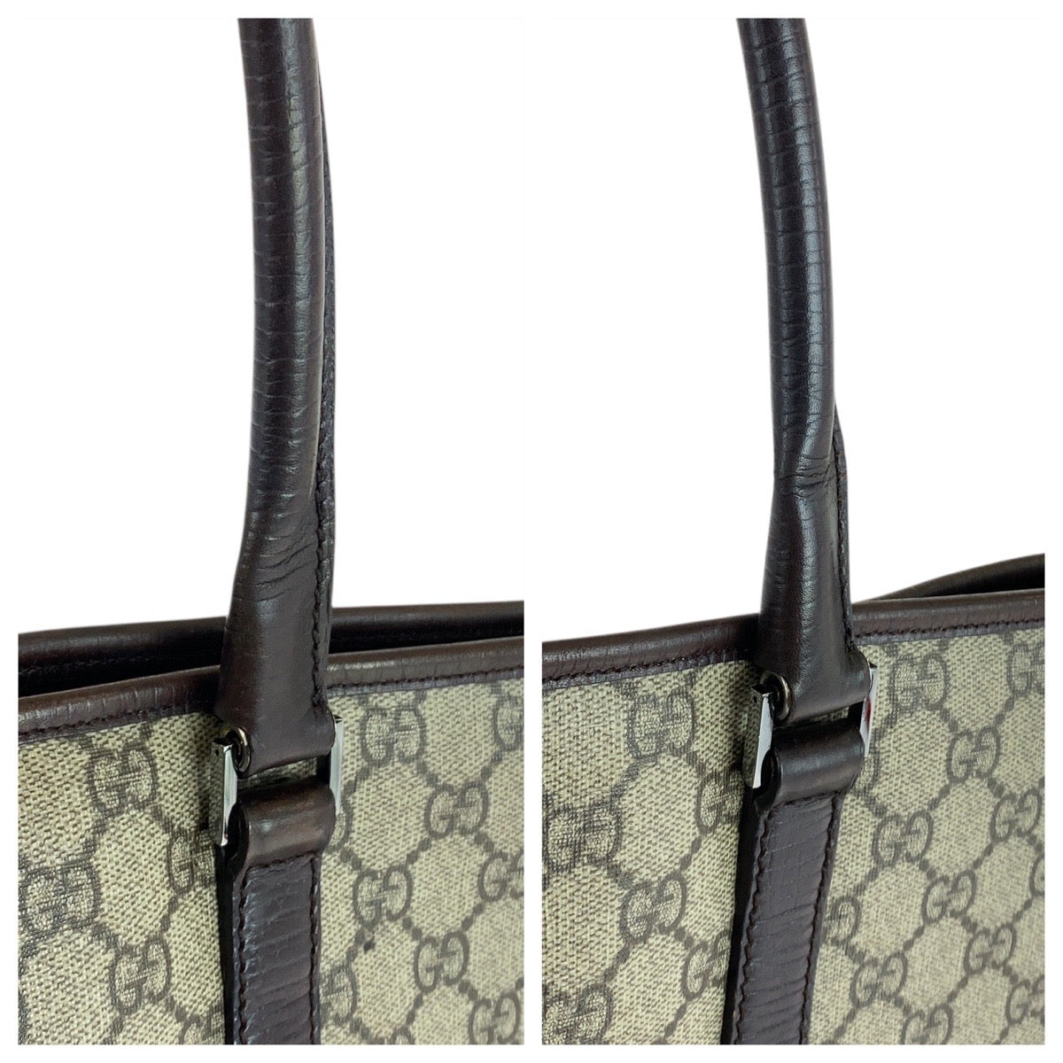 20233
GUCCI グッチ ベージュ ブラウン シルバー金具 GGスプリームキャンバス / レザー 114595 トートバッグ ショルダーバッグ レディース AB35