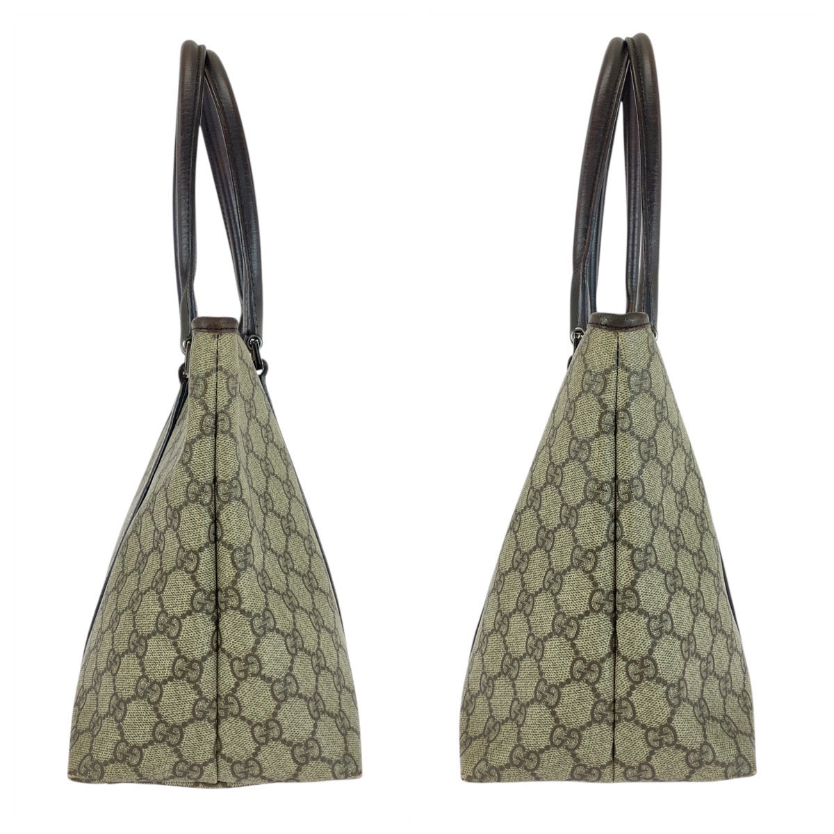 20233
GUCCI グッチ ベージュ ブラウン シルバー金具 GGスプリームキャンバス / レザー 114595 トートバッグ ショルダーバッグ レディース AB35