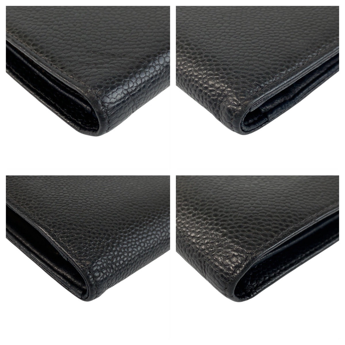 20235
CHANEL シャネル ヴィンテージ ココマーク ブラック 黒 ゴールド金具 キャビアスキン 折財布 がま口 コンパクトウォレット レディース ABP42