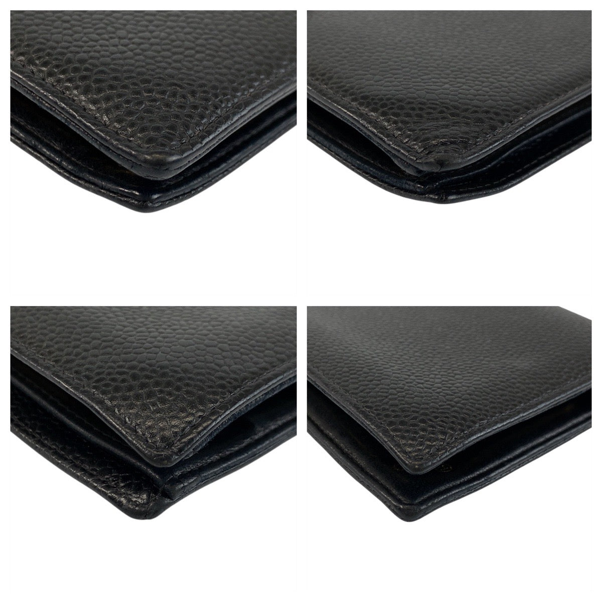 20235
CHANEL シャネル ヴィンテージ ココマーク ブラック 黒 ゴールド金具 キャビアスキン 折財布 がま口 コンパクトウォレット レディース ABP42