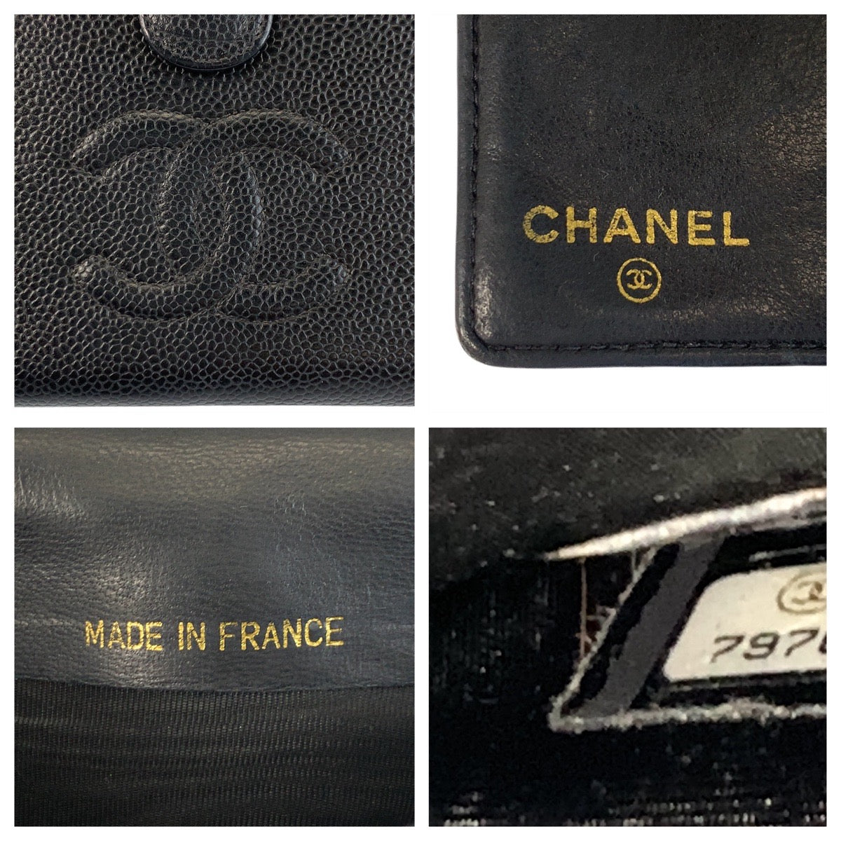 20235
CHANEL シャネル ヴィンテージ ココマーク ブラック 黒 ゴールド金具 キャビアスキン 折財布 がま口 コンパクトウォレット レディース ABP42