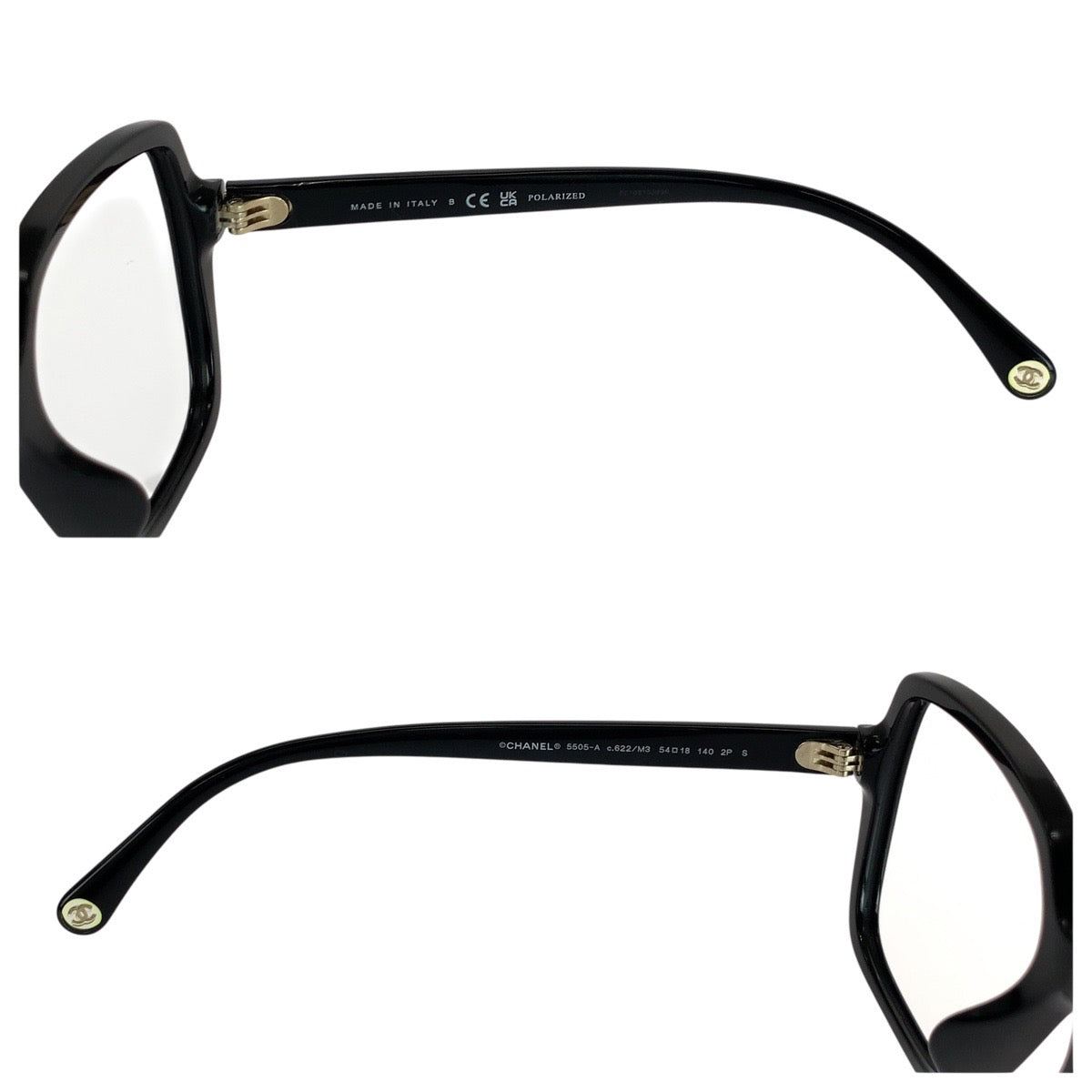 20241
CHANEL Coco Mark Black Gold Hardware Plastic 5505-A c.622/M3 54□18 140 2P S Sunglasses Eyeglasses Frame Unisex Square Women's ABP15