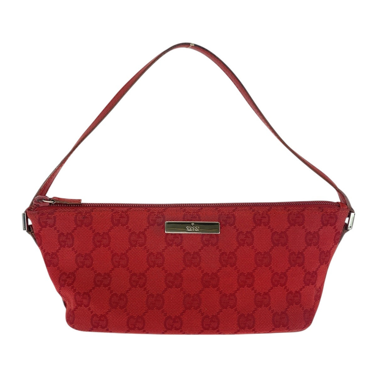 20244
GUCCI Red Silver Hardware GG Canvas 039 1108 Handbag Accessory Pouch Ladies ABP32