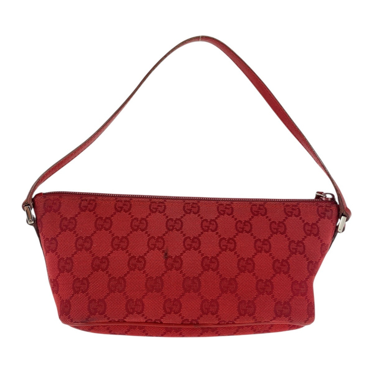 20244
GUCCI Red Silver Hardware GG Canvas 039 1108 Handbag Accessory Pouch Ladies ABP32