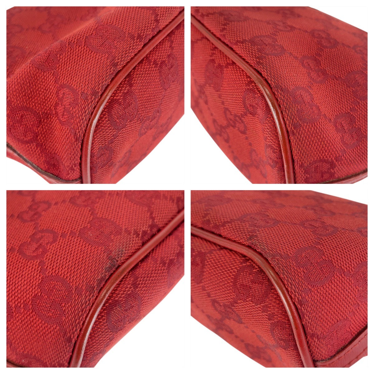 20244
GUCCI Red Silver Hardware GG Canvas 039 1108 Handbag Accessory Pouch Ladies ABP32